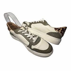 KAANAS  Baru Genuine Calf Hair Olive Green White Low-Top Sneakers Womenns 9
